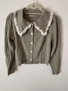 Emsexcite オリーブグリーン リブ編みセーター