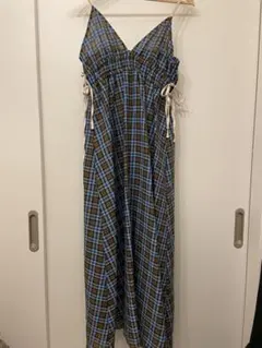 Unitage キャミワンピース 青茶 チェック柄