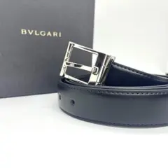 美品☆付属品付き】BVLGARI レザー ベルト ダークブラウン シルバー