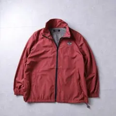 90s テック系　ジップアップ ナイロンジャケット レッド 千鳥柄 裏地 L