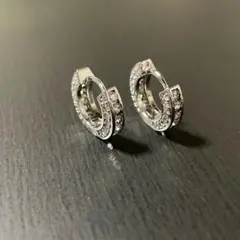 シルバー フープ型 ピアス キュービックジルコニア ジルコン