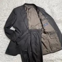 アレキサンダージュリアン　カシミヤ混　セットアップ　総裏　スーツ　ブラック　L