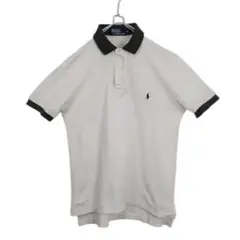 Ralph Lauren ラルフローレン　リンガーポロシャツ　白×黒　M