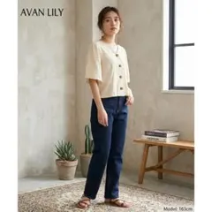 AVAN LILY アヴァンリリィ 半袖ブラウス ベージュ Vネック Fのサムネイル