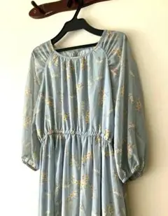 earthmusic&ecology水色花柄ロングワンピースサイズフリー送料込