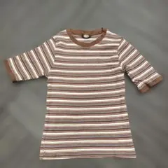 kutir マルチボーダー リブTシャツ ブラウン系 Fのサムネイル