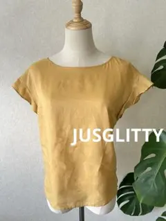 【美品】JUSGLITTY フレアスリーブ　フレンチスリーブブラウス　マスタードのサムネイル