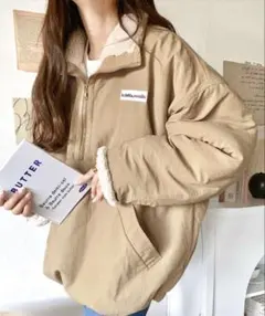 ☆超メルカリ市期間限定値下げ☆ リバーシブルハーフジップナイロンボアブルゾン