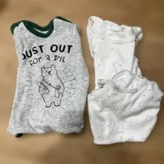 ベビー ロンパース くま柄 グレー
