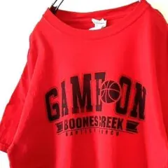 GAME ON BOONESCREEK Tシャツ レッド 赤 古着