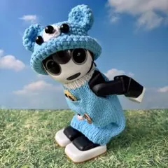 ロボホン　春夏☘️ニットロンパース&くま耳帽子　ターコイズブルー