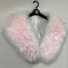 成人式　振袖　ピンク フェザー付き ショール フリーサイズ