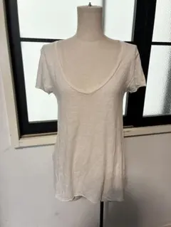 American VintageVネック 半袖Tシャツ カットソー ホワイト Sのサムネイル