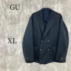 GU ジーユー テーラードジャケット ダブルブレスト 紺ブレ 金ボタン 黒 XLのサムネイル