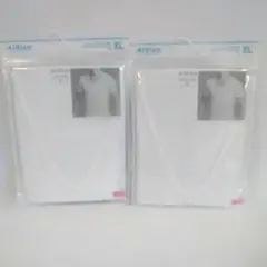【未使用】ユニクロ エアリズム VネックT 半袖 ホワイト XL 2枚セット