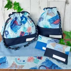 ハンドメイド　お弁当袋　コップ袋　ランチョンマット　ティッシュケース　恐竜②