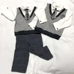 90、95サイズ　ネクタイ付きワイシャツ2枚のフォーマル上下セット