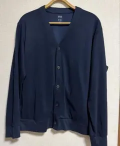 美品　UNIQLO ネイビー ボタン付きカーディガン XL エアリズム　ネイビー