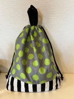 ハンドメイド☆大きめ体操服袋☆黄緑ドット