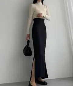 ハイウエストヘリンボーンスリットマーメイドスカート