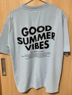 ティゴラ　背面ロゴ半袖Tシャツ 水色 メンズMサイズ　サラサラタイプ