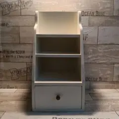 ホワイト 3段収納シェルフ 引き出し付き