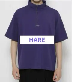 最終価格HAREハレ　ロゴ　ハーフジップ　半袖　　パープル　紫　シンプル　メンズのサムネイル