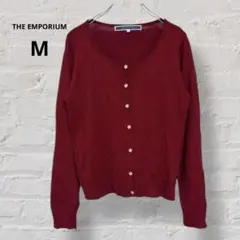 【THE EMPORIUM】長袖カーディガン M ボルドー 羽織り 2852