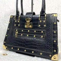 MICHEALKORS クロコ型押し スタッズ レザー ショルダーバッグ y2k MICHEALKORS クロコ型押し スタッズ レザー ショルダーバッグ y2k