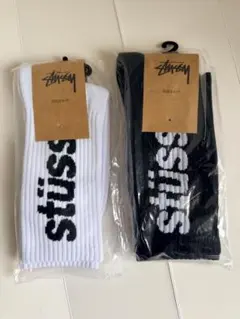 STUSSY ステューシー ソックス 靴下 2足セット ブラック ホワイト
