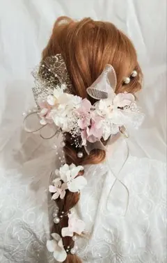髪飾り　桜　　blossom　ピンク×ホワイト　パール　成人式　結婚式