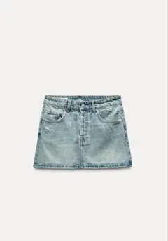 Zara デニムミニスカート XS ライトブルー ダメージ加工