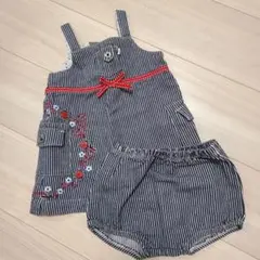 [カーターズ] ベビー デニム ストライプ ジャンパースカート 70～80㎝