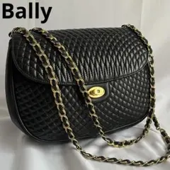 極美品✨　Bally ショルダーバッグ　チェーンショルダー　キルティング　黒