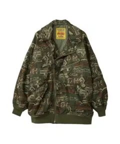 ヒステリックグラマー ライダースブルゾン カモフラージュ ギターガール ロゴ