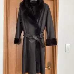 ラム皮　フォックスファー付きコート
