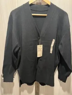 メリノウール 洗える Vネックワイドカーディガン 黒 M無印良品