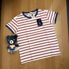 ★ダブルB★サガラ刺繍★ボーダー半袖Ｔシャツ★100★赤★ミキハウス★新品日本製