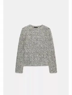 スパンコール付きシルバー系ニットセーター