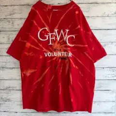古着 ギルダン Tシャツ GFWC ボランティア ブリーチ レッド 奇抜 XL
