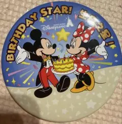 香港ディズニーランド バースデー缶バッジ ミッキー ミニー