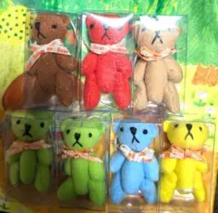 くまのぬいぐるみ(ストラップ付き)　7体セット