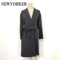 LA8473 ニューヨーカー ノーカラーコート グレー ウール アンゴラ 9