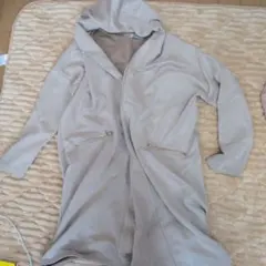 aquaist フード付きロングコート スエード風