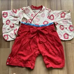 【美品】袴風ロンパース　カバーオール宮参り　初節句　ひなまつり　女の子ベビー