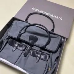 EMPORIO ARMANI トートバッグ グレー レザーコンビ　レトロのサムネイル