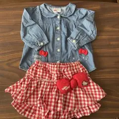 値下❗️【futafuta】ハローキティ デニムシャツとスカートセット 90cm