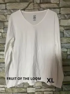 FRUIT OF THE LOOM ホワイト Vネック Tシャツ 【XL】