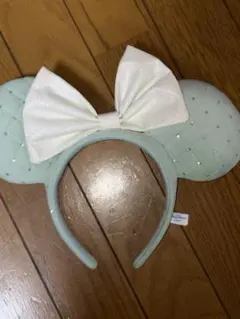 ディズニーカチューシャ ミントグリーン リボン付き