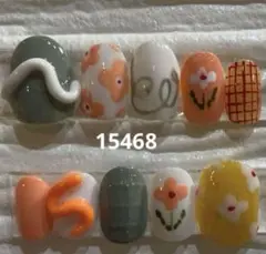 【現品】【値下げ】個性派　お花　ショート　ネイルチップ
